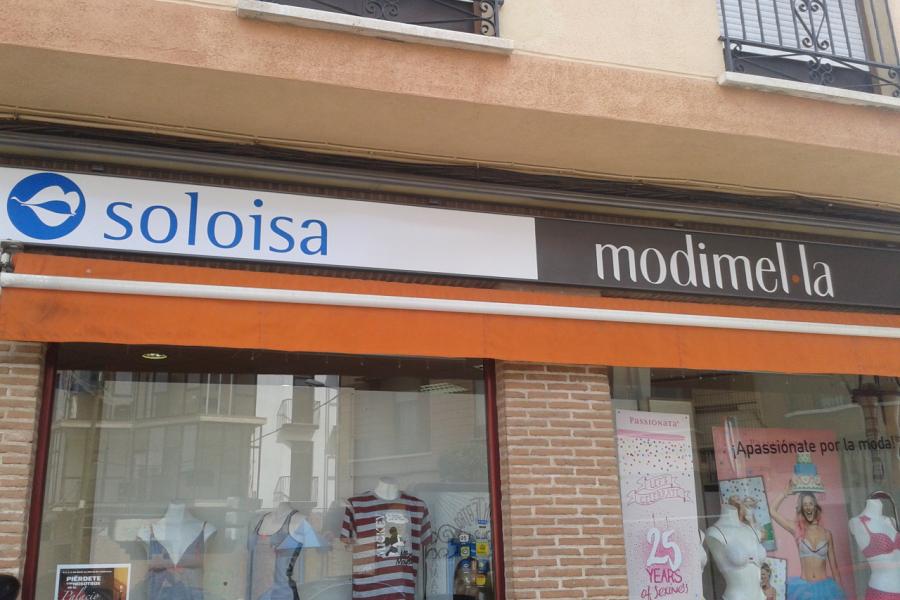 Fachada y rótulo Soloisa-Modimel·la
